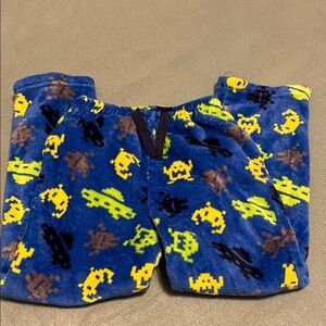 Blue Fleece Pajama Pants with Alien Print